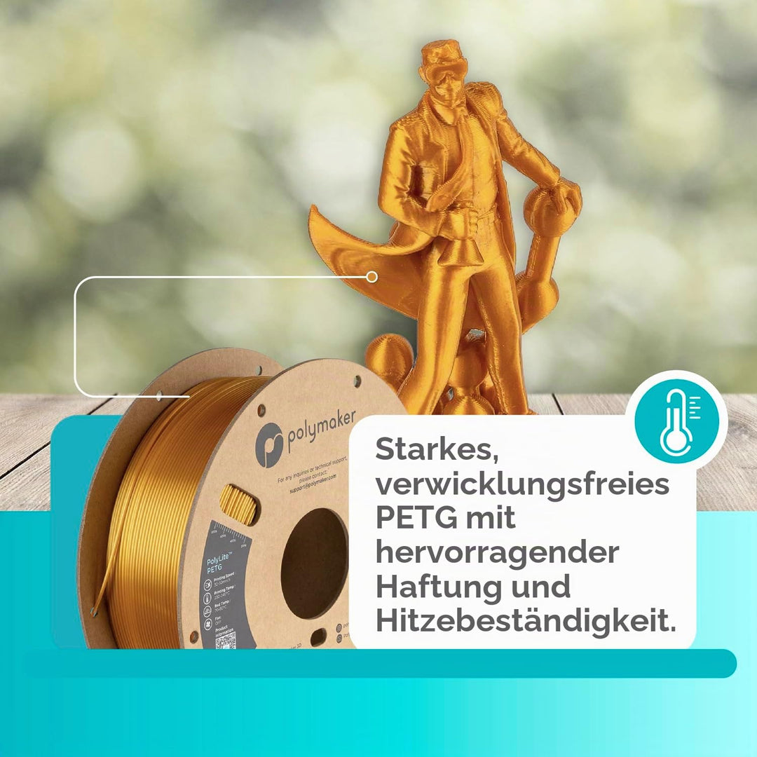 Polymaker PolyLite PETG Gold - 1,75mm - 1kg 1 kg Petg Gold (Hex Code: #Cc8a00), 1 kg Petg Gold (Hex