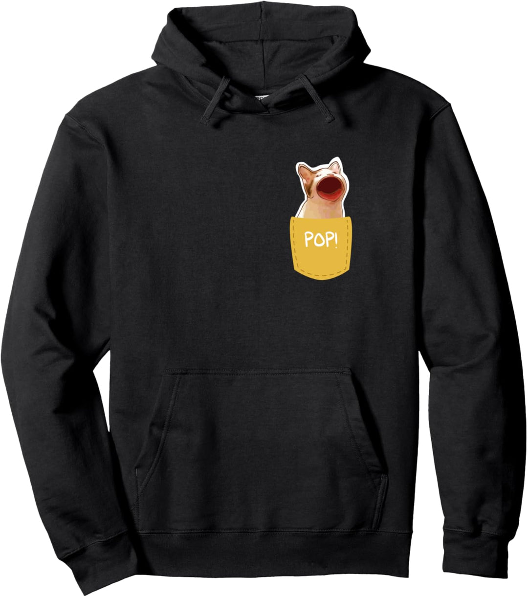 Lustige Pocket Pop Cat Meme Pullover Hoodie
