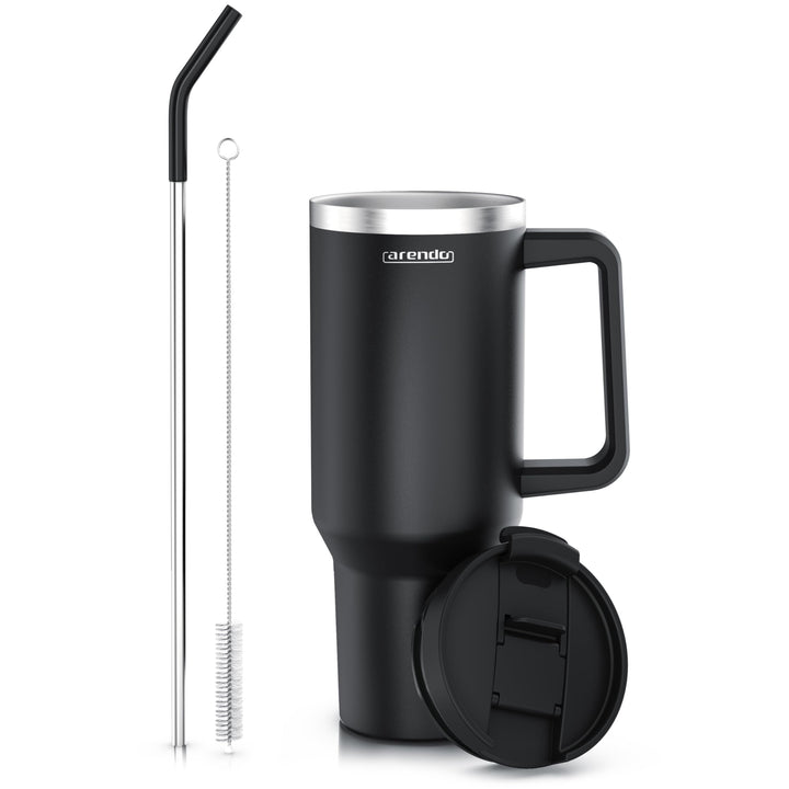 Arendo – Trinkflasche Thermobecher Doppelwandig - 1200 ml – Vakuumgehäuse Edelstahl - Kaffeebecher A