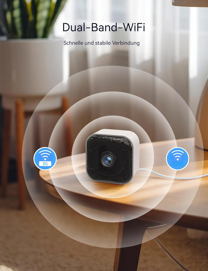 GNCC 2K WLAN Überwachungskamera Innen, Mini Kamera, 2,4/5GHz Wi-Fi 6, Babyphone mit Kamera, Indoor K