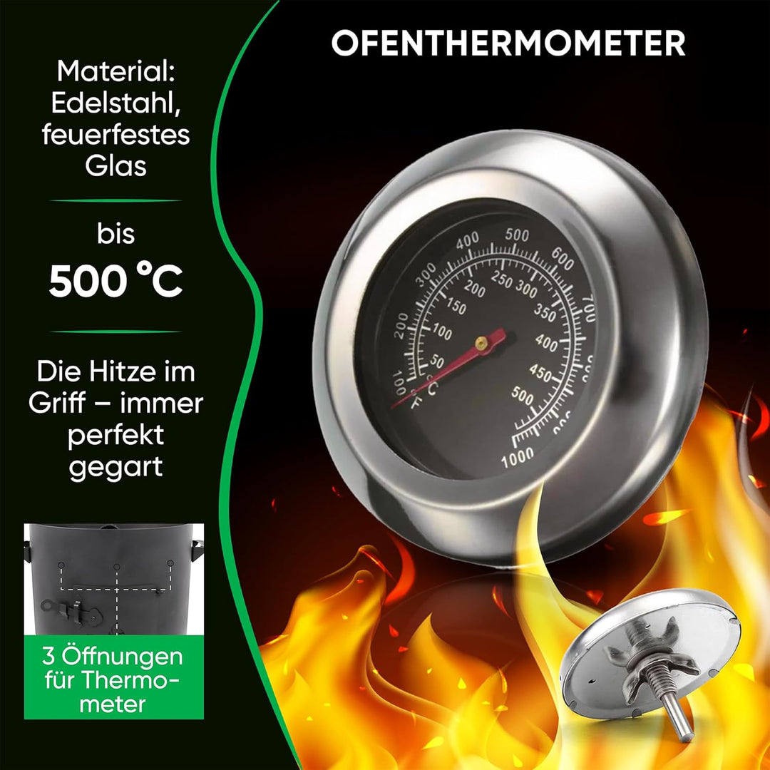 Utschak Uchag Feuerofen Ø 40 cm 2 mm Stahl mit Usbekische Kazan 12 L flacher Boden Schaumlöffel und