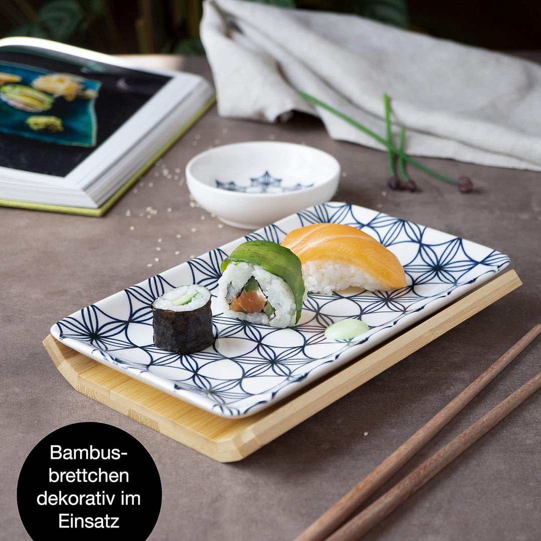 Moritz &amp; Moritz Sushi Geschirr Set für 2 Personen - 10 Teile - Sushi Servierset mit 2x Sushi-Teller,