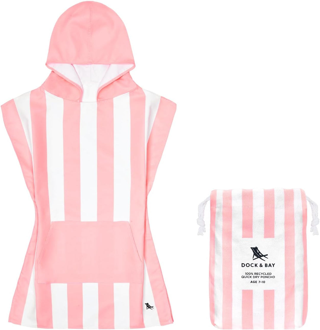 Dock &amp; Bay Poncho with Hood - for Kids - Super Absorbent, Quick Dry - Includes Bag - Cabana Light -