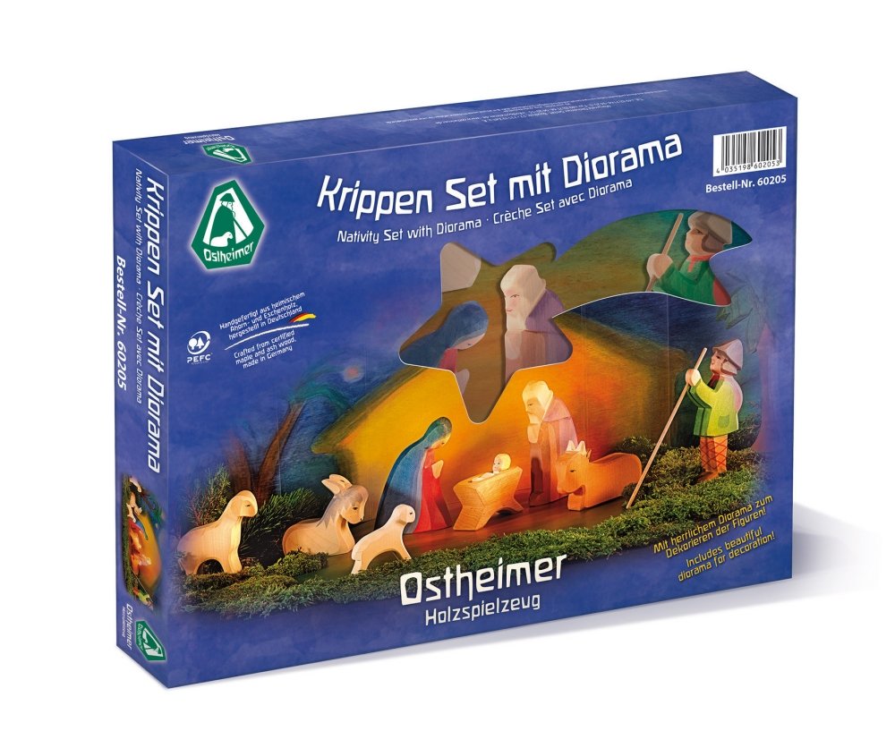 Krippen Set mit Diorama 11-teilig, Ostheimer 60205