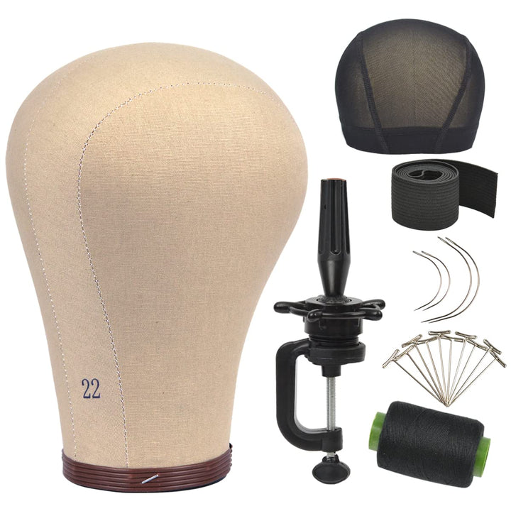 22 Zoll Perücke Kopf Kork Leinwand Block Kopf Perücke Display Styling Kopf Mannequin Kopf Mit Stand