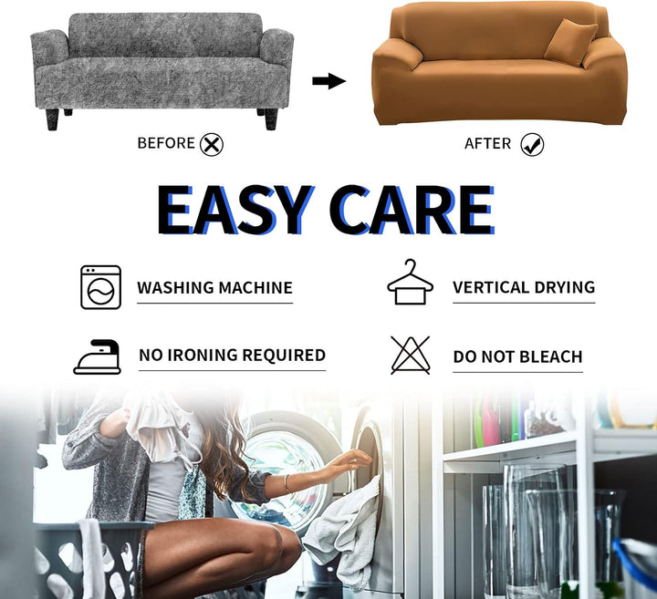 Lydevo Sofabezug 1 Sitzer Stretch Sofahusse Elastischer Sofabezug Spandex Sofa Überzug mit 2 Kissenb