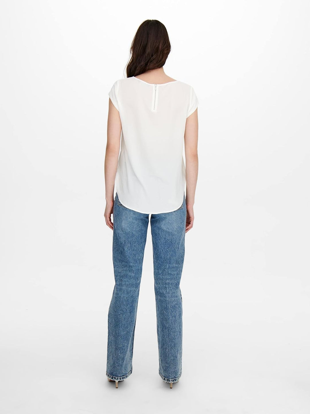 ONLY Damen Onlvic S/S Solid AOP Top Ptm T-Shirt, Blusenshirt, Kurzarm, 2er Pack (1x Cloud Dancer/1x
