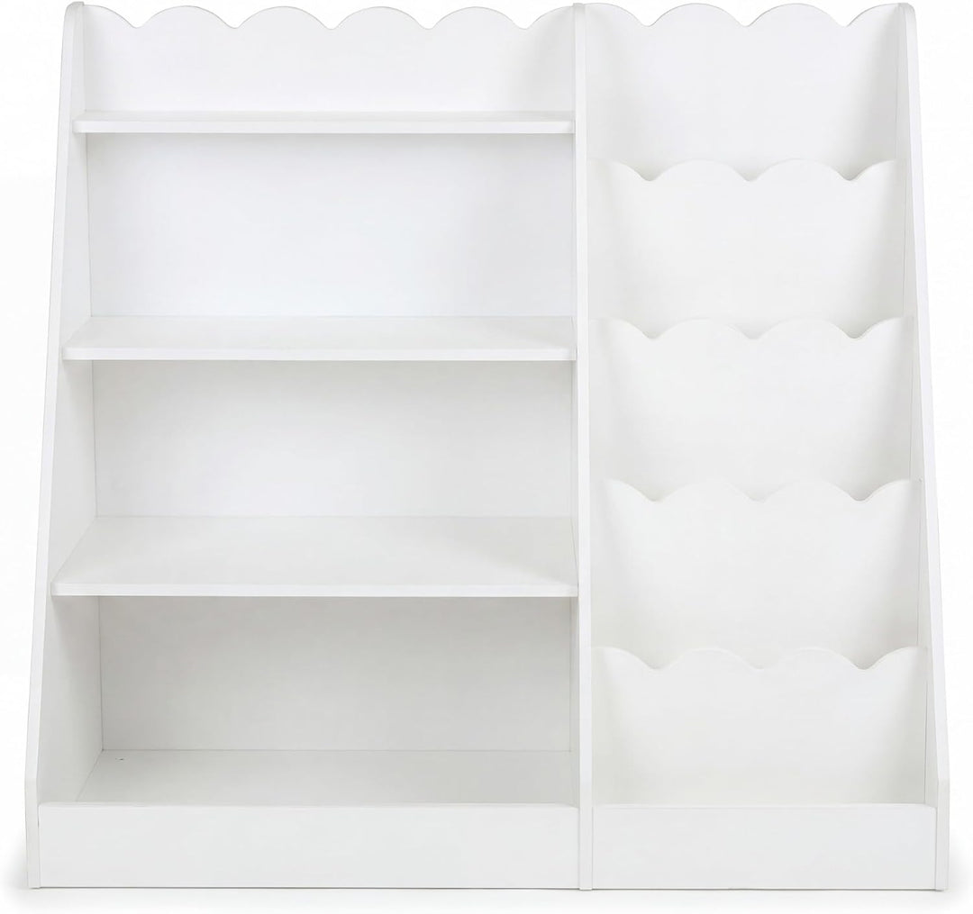 RELAX4LIFE Kinder Bücherregal, Montessori Kinderregal aus Holz, Spielzeugregal mit 4 offenen Fächern