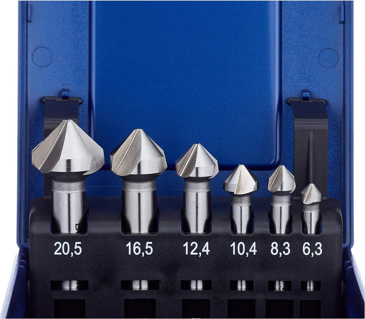 BOHRCRAFT 17001330006 Kegelsenker Set HSS-G in ABS-Box KS6-K 6-teilig, 6 Stück Durchmesser 6,3-20,5