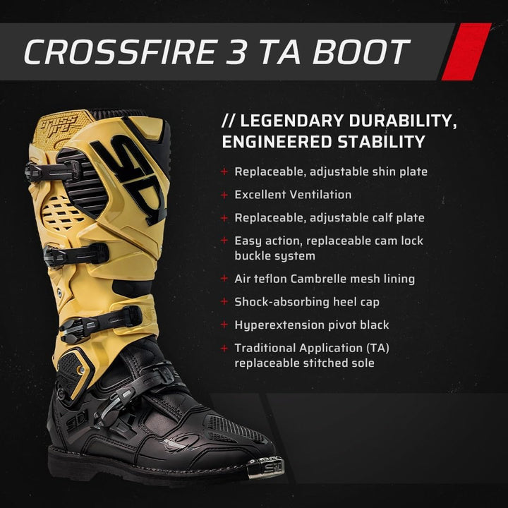 Sidi Unisex Crossfire 3Offroad boots 49 EU Black Ash, 49 EU Black Ash