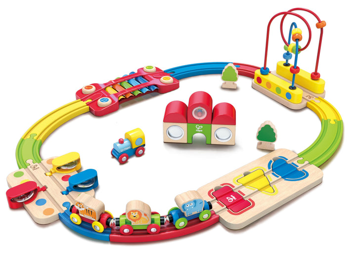 Hape 3826 Regenbogen-Puzzle Eisenbahnset, E3826, Mehrfarbig, Einheitsgrösse Single