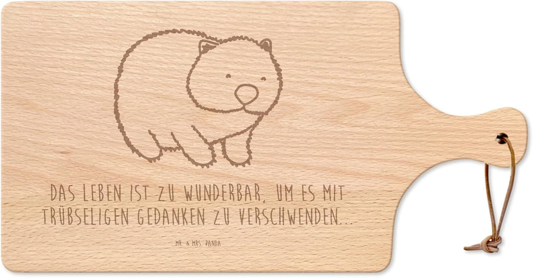 Mr. & Mrs. Panda Schneidebrett Wombat - Geschenk, Motivation, Frühstücksbrettchen, Lustige Sprüche,