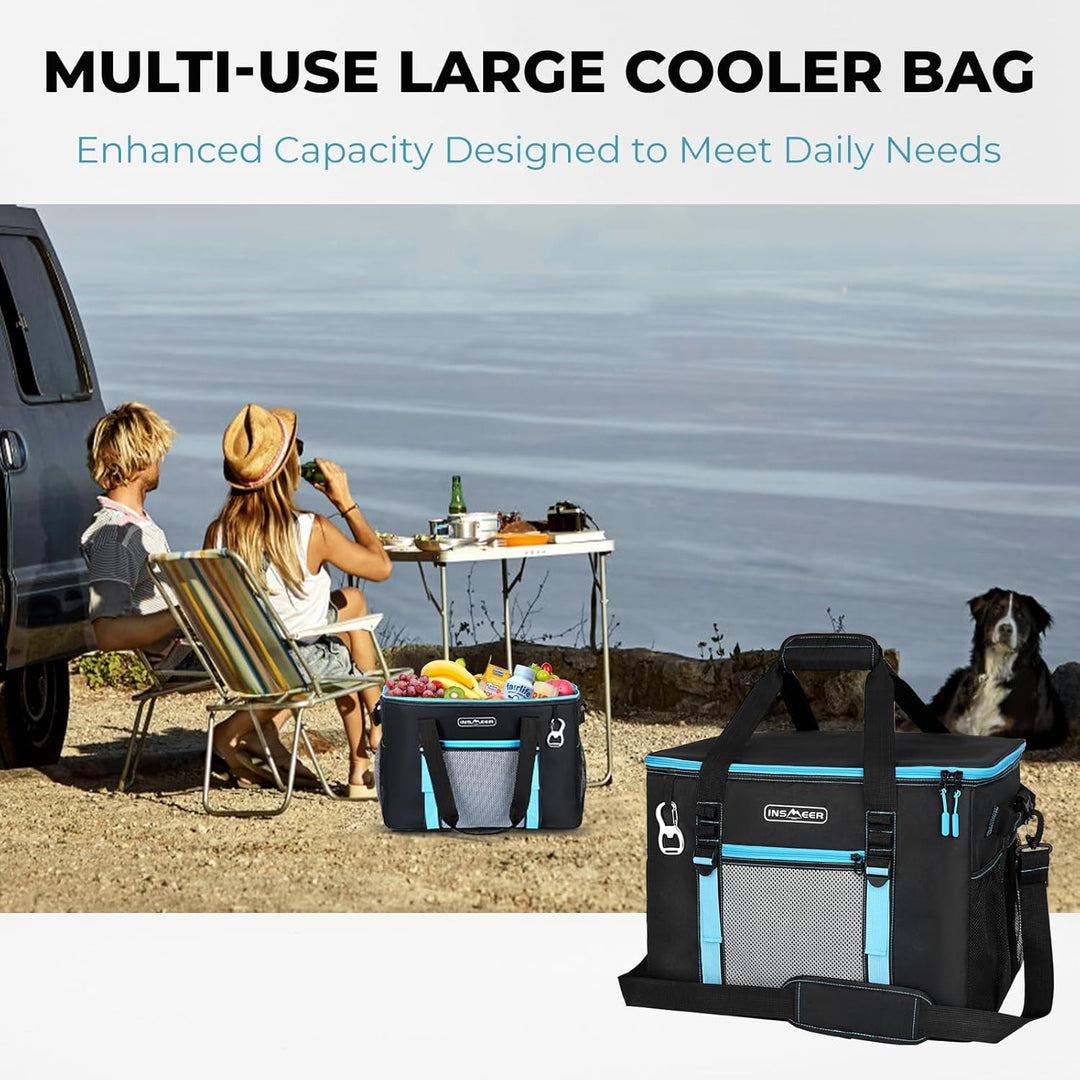 INSMEER Kühltasche Gross 50 l, Kühltaschen Faltbar für 80 Dosen, Faltbare/Auslaufsicher mit Öffner,