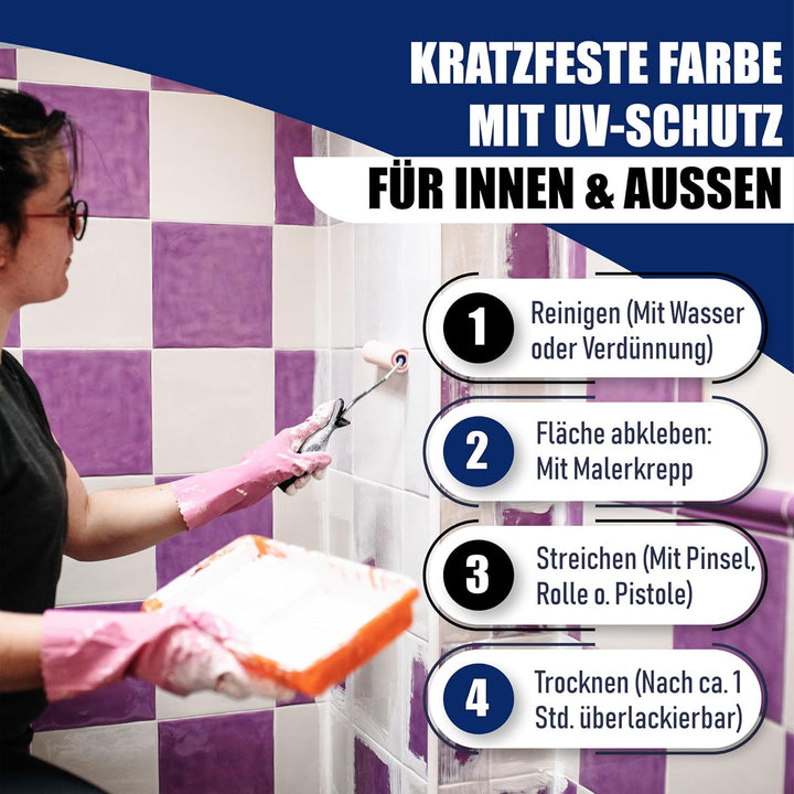 Fliesenlack GLÄNZEND Resedagrün RAL 6011 Grün Fliesenfarbe im SET // Hamburger Lack-Profi (20 L), 20