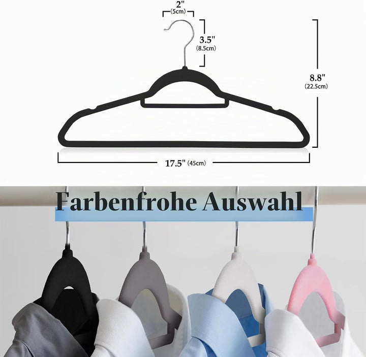HOUSE DAY Kleiderbügel Samt 180 stück,Kleiderbügel Platzsparend Rutschfester mit Krawattenhalter,361