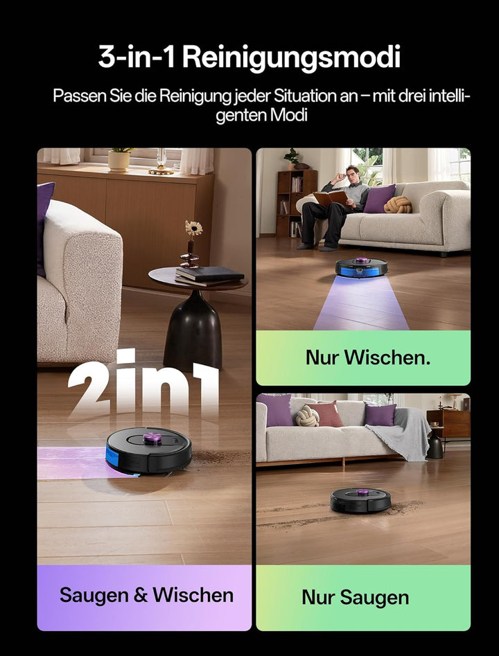 Vexilar Saugroboter mit Wischfunktion, beutelloser Multi-Zyklon Saugroboter mit Absaugstation, 10.00