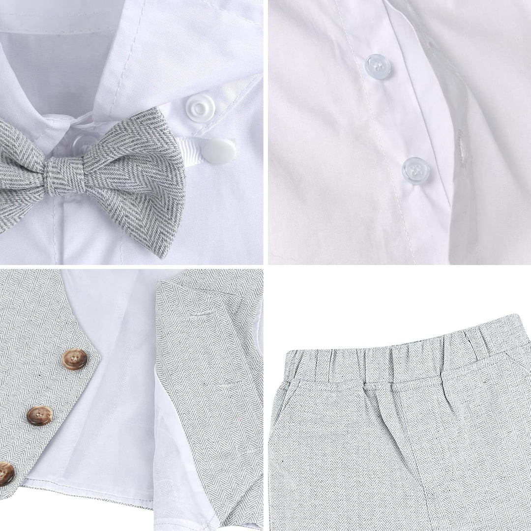 mintgreen Baby Junge Taufe Outfit Smoking Anzug Set 4-5 Jahre Hellgrau, 4-5 Jahre Hellgrau