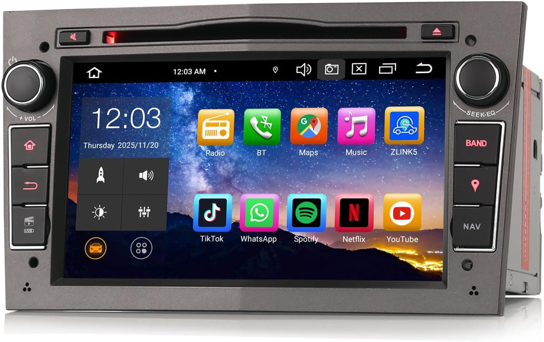 Erisin 7 Zoll 8-Kern 6GB RAM 128GB ROM Android 14 Autoradio Bluetooth GPS Navi Für Opel Astra H Cors