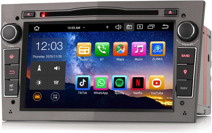 Erisin 7 Zoll 8-Kern 6GB RAM 128GB ROM Android 14 Autoradio Bluetooth GPS Navi Für Opel Astra H Cors