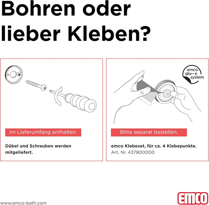 emco Round Papierhalter ohne Deckel, eleganter Toilettenpapierhalter zum Schrauben oder Kleben aus M