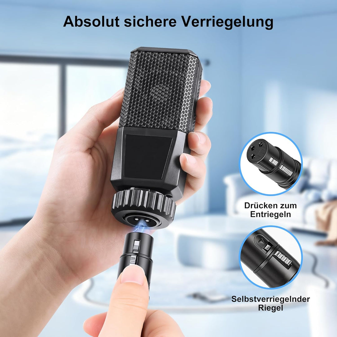 New Bee XLR Kabel Mikrofonkabel 7.6M, 3 polig Stereo XLR-Kabel, Stecker auf Buchse, für Heimstudio,