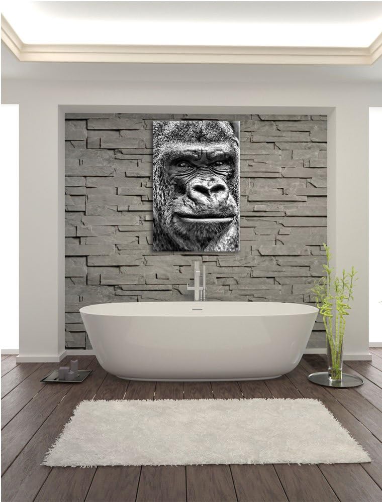 Pixxprint stolzer Gorilla als Leinwandbild/Grösse: 100x70 cm/Wandbild/Kunstdruck/fertig bespannt, 10