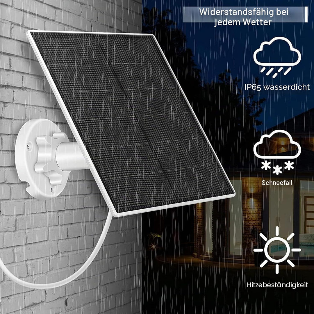 Solarpanel für Überwachungskamera, 5W Solarpanel für DC 5V Sicherheitskamera, Micro USB &amp; USB-C Ansc