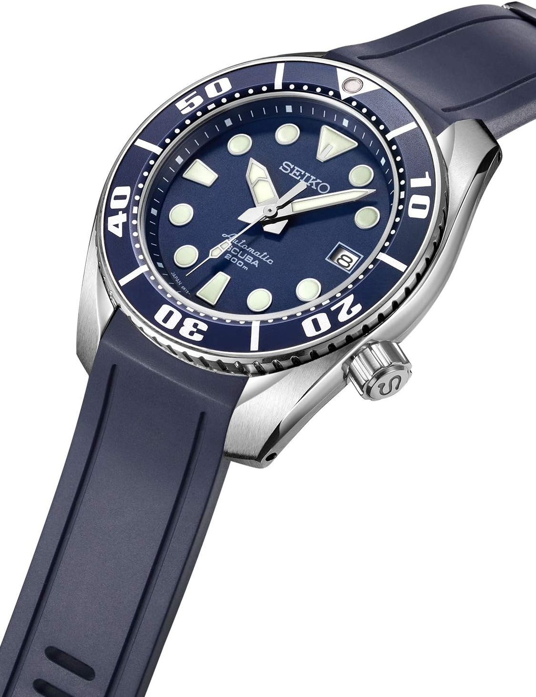 CRAFTER BLUE Ersatz-Uhrenarmband mit gebogenem Ende, Gummi für Seiko Sumo SPB101J1, SPB125J1, SPB103