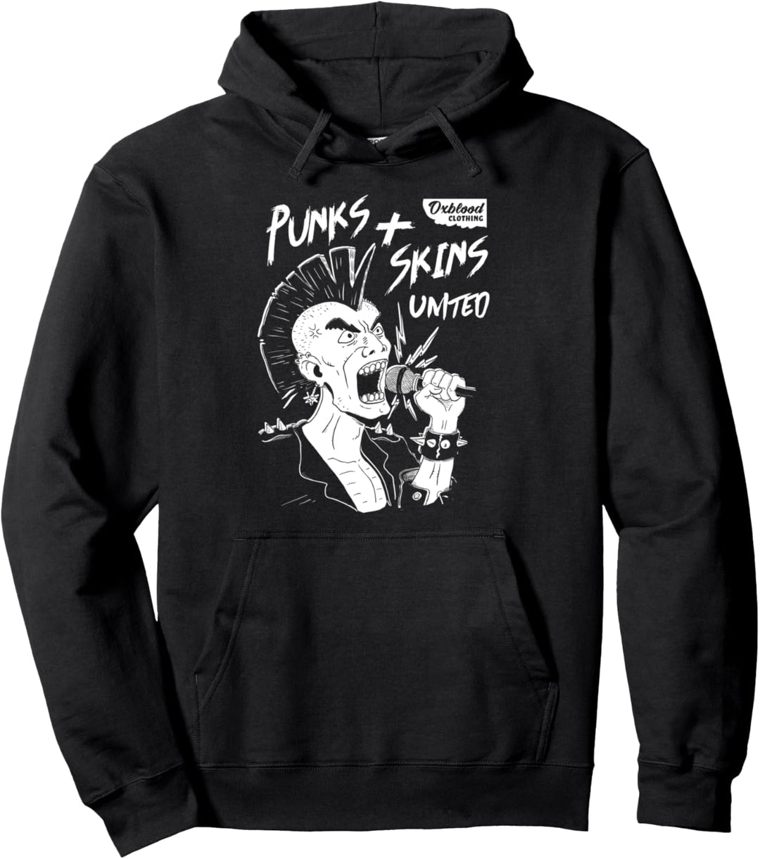 Punks and Skins United - Screaming Mohawk Crust Punk Rock Pullover Hoodie