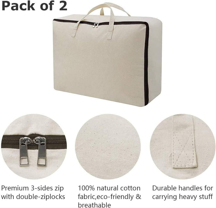 iwill CREATE PRO Atmungsaktive weiche Aufbewahrungstasche aus 100% Baumwolle mit Griffen, Beige, 2 S
