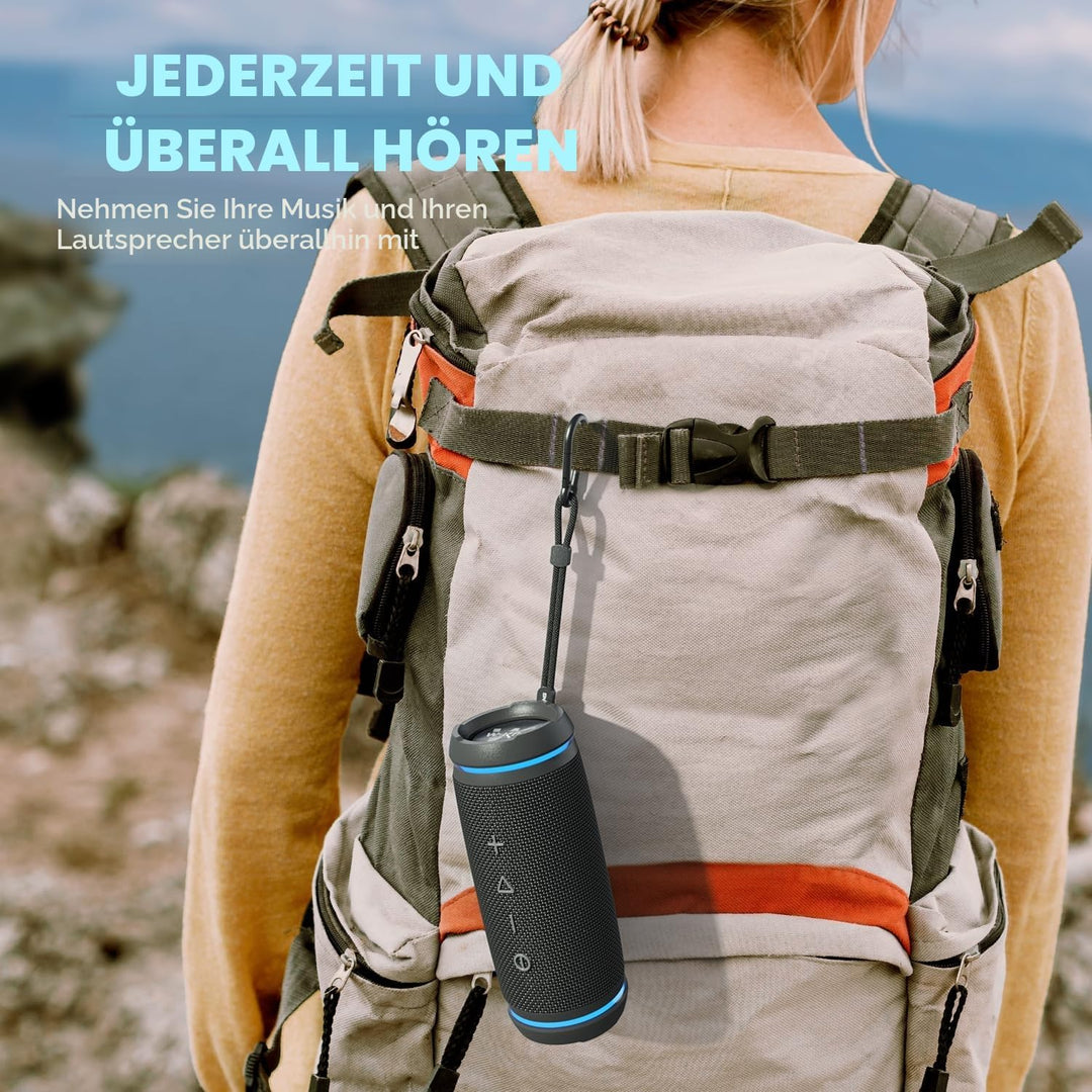 W-KING Bluetooth Lautsprecher, 36W Musikbox Tragbarer Bluetooth Box mit 360° Rundumklang, Kabellose