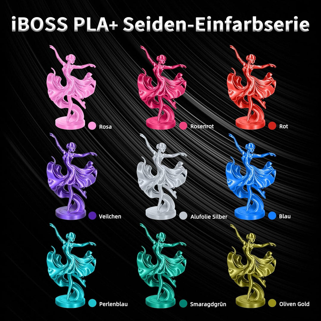 iBOSS PLA 3D-Druckerfilament, PLA+ Filament 1,75 mm, Seide olivgold, Genauigkeit +/-0,02 mm, PLA PLU