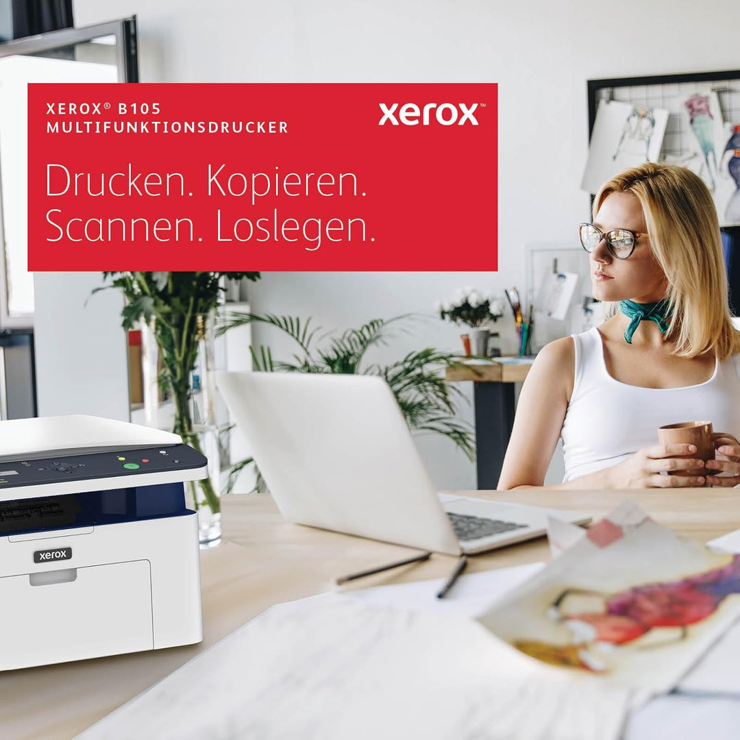 Xerox B105 Multifunktions-Kabelloser Drucker – Kompakter Mono-Laser All-in-One, schnelle 20 ppm, Dru