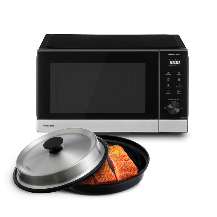 Panasonic NN-GD38QSEPG 29L Grill-Mikrowelle mit Steam+ Pot, 1000 W, automatisches Auftauen, Kombinat