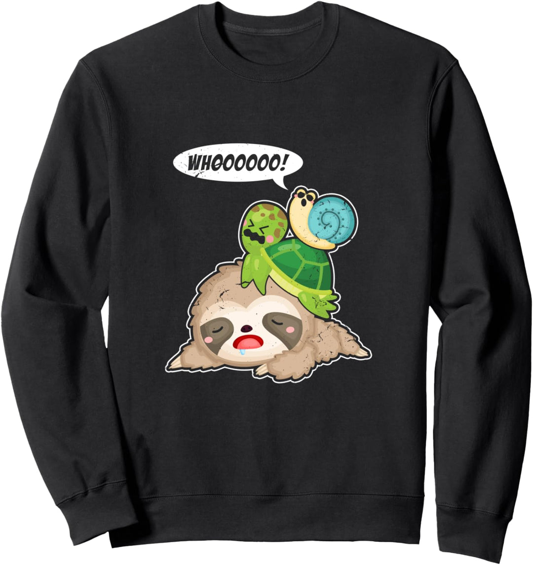 Faultier Schildkröte Schnecke Geschenk Lustiges Tier Motiv Sweatshirt