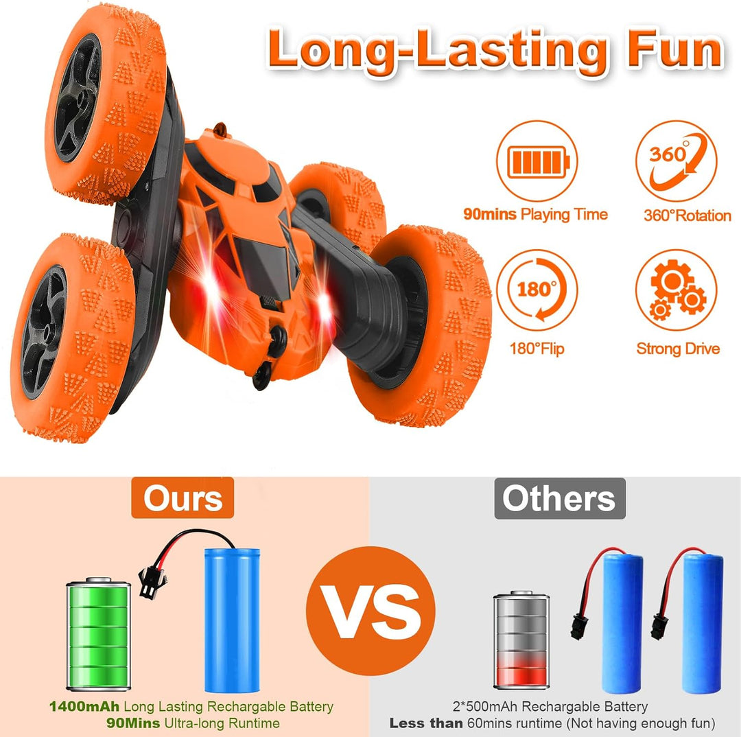 MidiVix Ferngesteuertes Auto, 90 Min Spielzeit, 2.4Ghz Doppelseitig 360° drehbare RC Stunt Crawler m