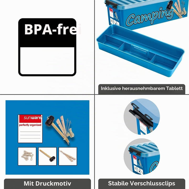Sunware Q-line Aufbewahrungsbox klein 9,5L - 48,5x19x14,7cm - Kunststoff Aufbewahrungsbox mit Einsat