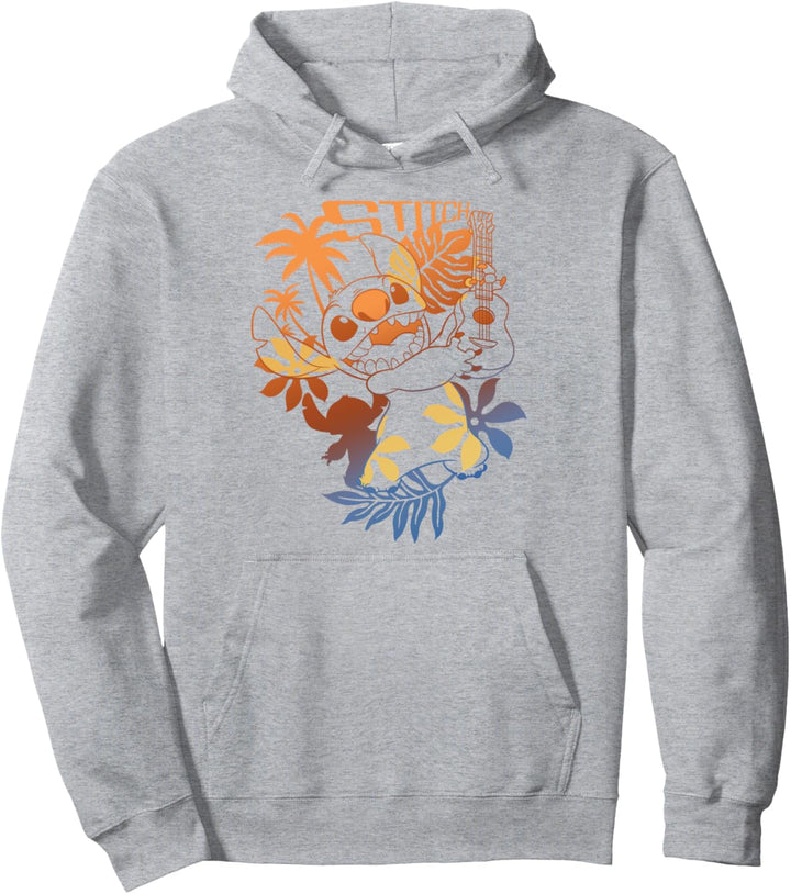 Disney Lilo & Stitch Ukulele Tropical Portrait Outline Pullover Hoodie