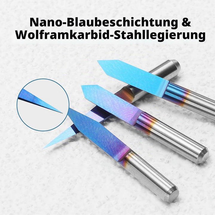 Genmitsu 10 Stück 1/8 Zoll Schaft V-Nut CNC-Fräser-Bits, 10/15/20/25/30/40/45/60/90/90 Grad-Set, kon