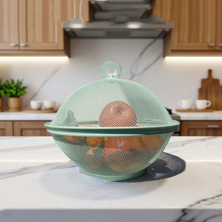 Obstschale mit Deckel, Obstkorb aus Metall - Netz-Obstschalen in Mehreren Farben, Langlebiger & Deko