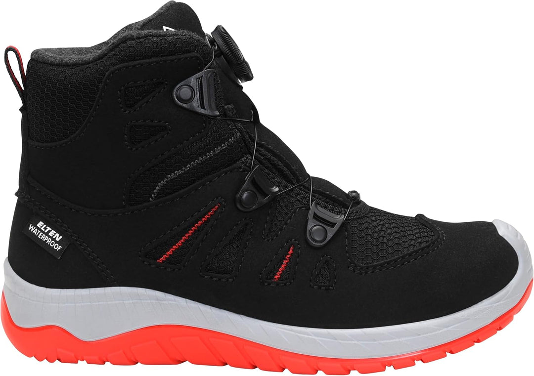 ELTEN Kinderschuhe Outdoor Maddox Kids BOA Black-red Mid Wintermodell für Mädchen und Jungen 36 EU S