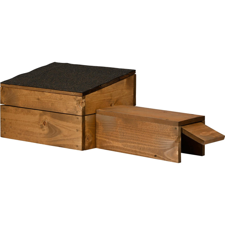 dobar® Igelhaus Bausatz - Igelhütte mit langem Eingang katzensicher - Igelhöhle Rattenklappe - Igels