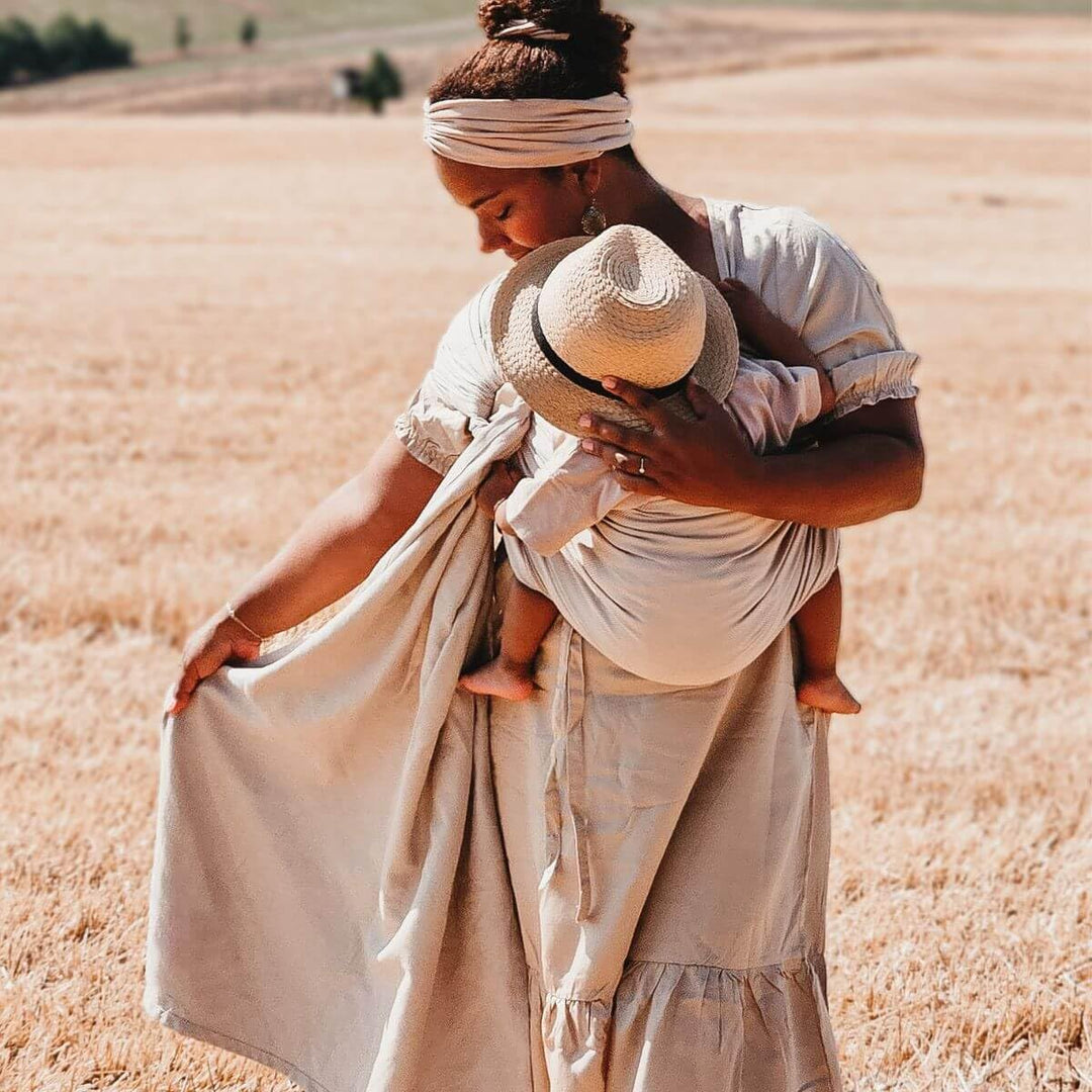Hoppediz Ring-Sling, Baby-Tragetuch ab Geburt, 100% kbA-Baumwolle, Design Djerba