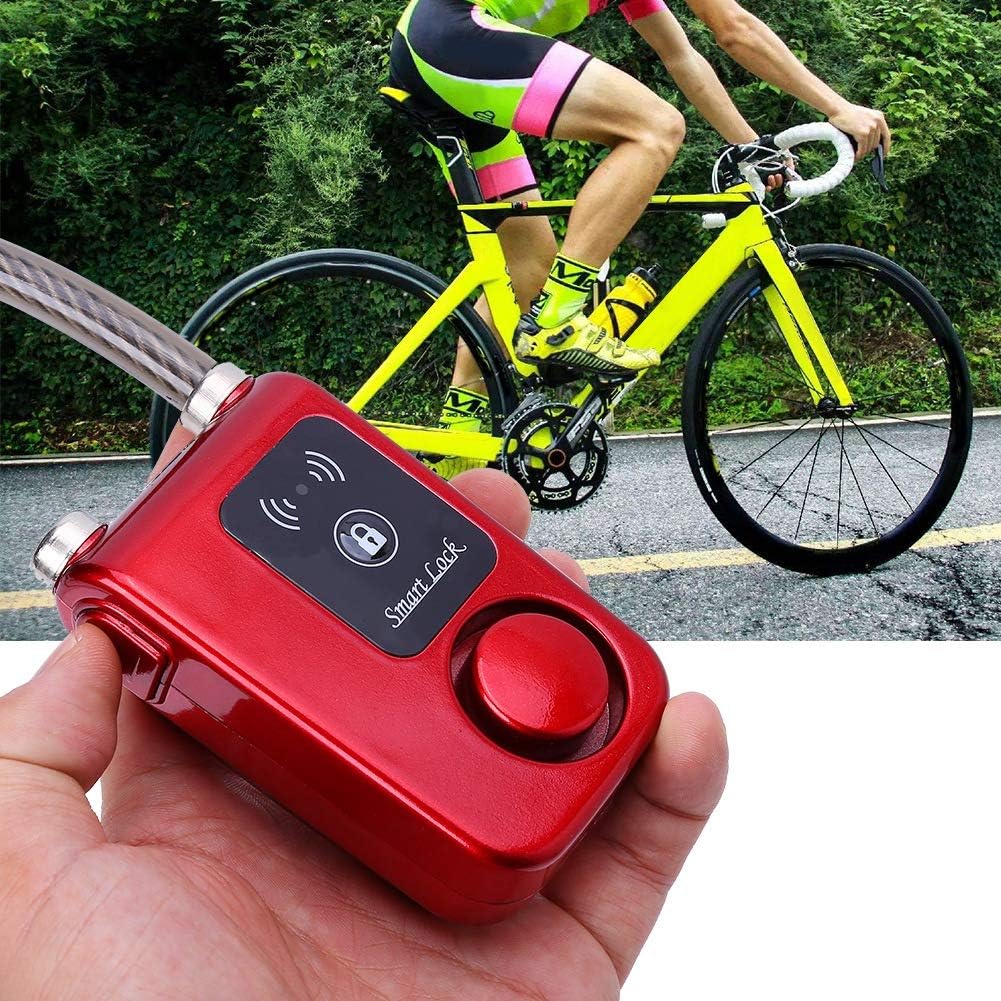 VGEBY Fahrradschloss mit Bluetooth App-Steuerung, 105 dB Alarm, Wasserdichtes Kettenschloss aus ABS-