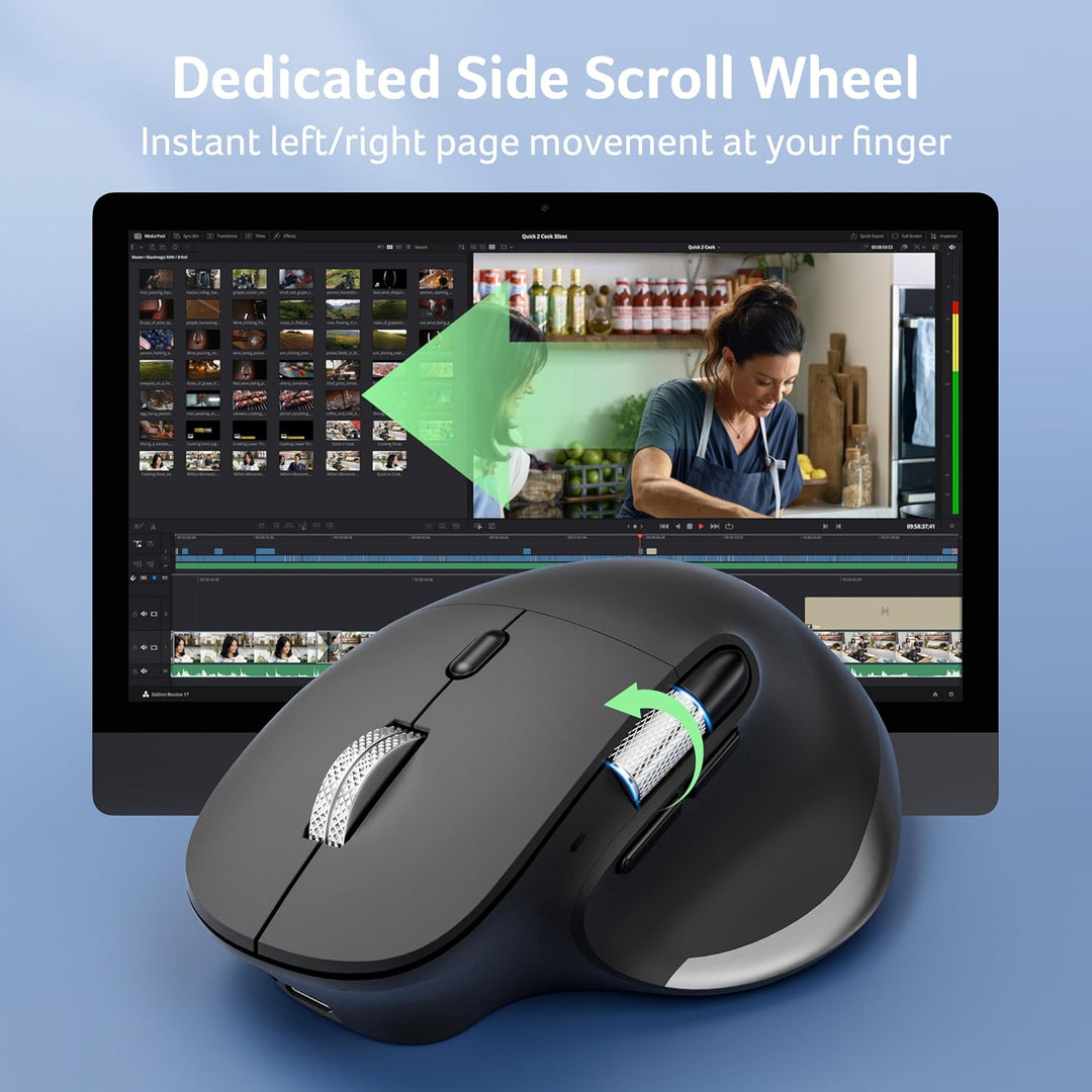 acer Dual-Mode Maus Kabellos mit Seitencrollrad (BT5.2+2,4G), 4800 DPI Bluetooth Maus mit 6 DPI-Stuf