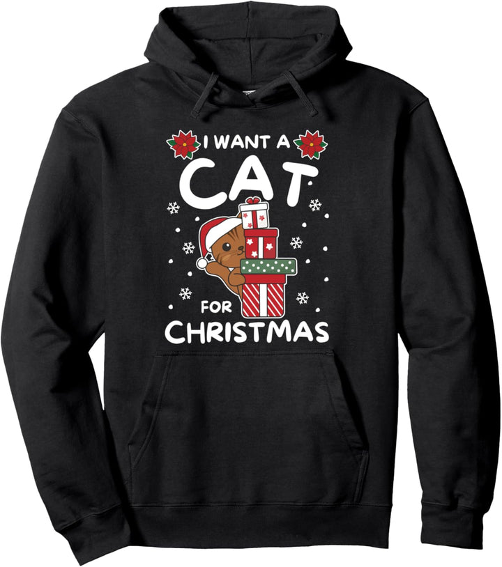 Ich will eine Katze zu Weihnachten Süsse Katzen Pullover Hoodie