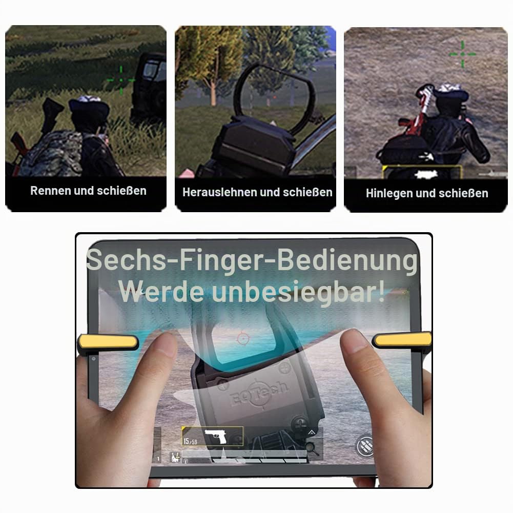 Ozkak Tablet Game Controller Schnellfeuer Rapid Fire PUBG Mobile 4 Trigger 6 Finger Joystick Gamepad