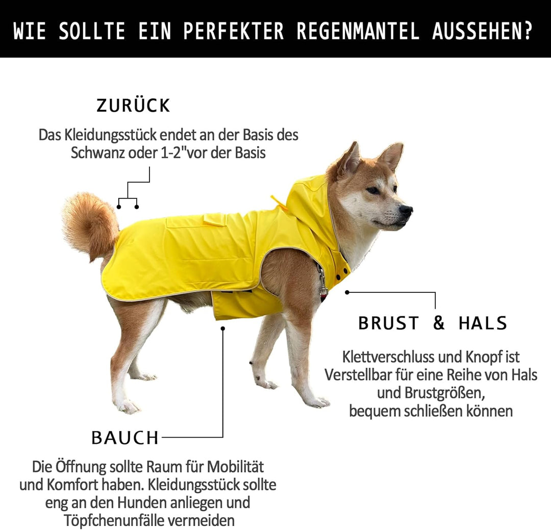 Hunde-Regenmantel, nicht steif, superweich, reflektierend, verstellbar, leicht zu tragen, Loch für d