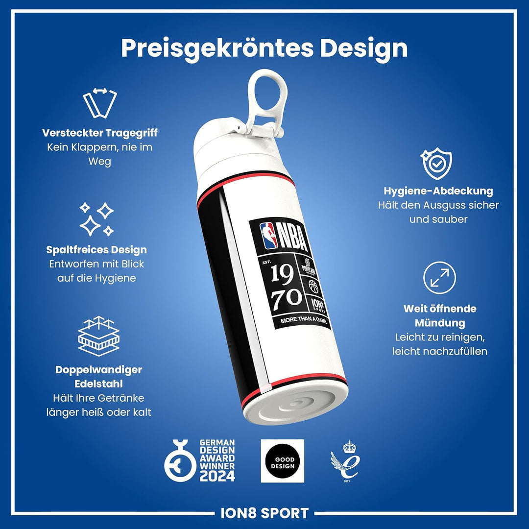 NBA Portland Trail Blazers Trinkflasche Mit Herausnehmbarem Strohhalm, 750ml/24oz, Auslaufsichere Is