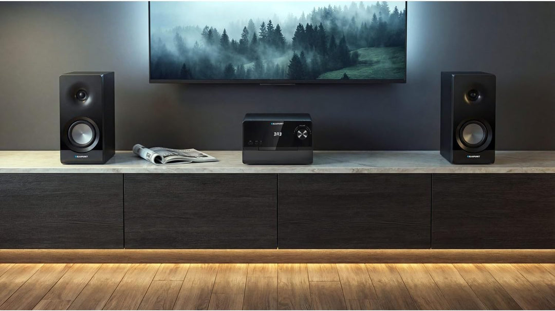 Blaupunkt MS49DAB Micro Stereo Installation mit DAB+ Bluetooth HDMI ARC CD USB FM Radio 100W RMS Opt